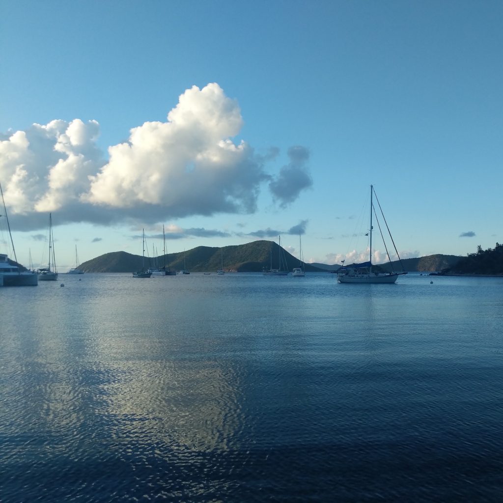 Boats on the water at Waterlemon Bay St John