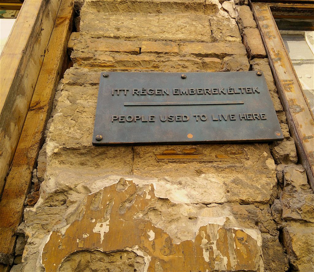"People used to live here" placard