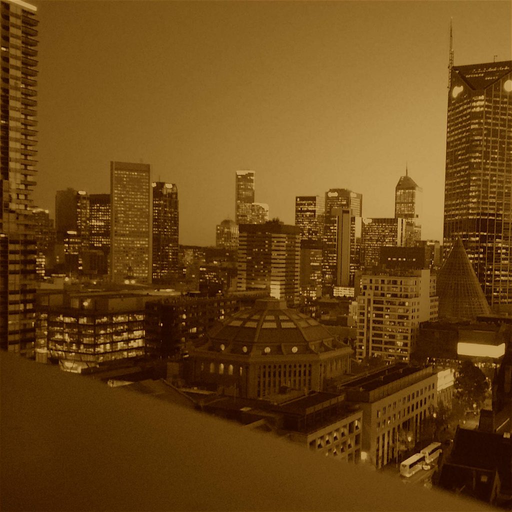 Melbourne cityscape overlooking the State Library of Victoria