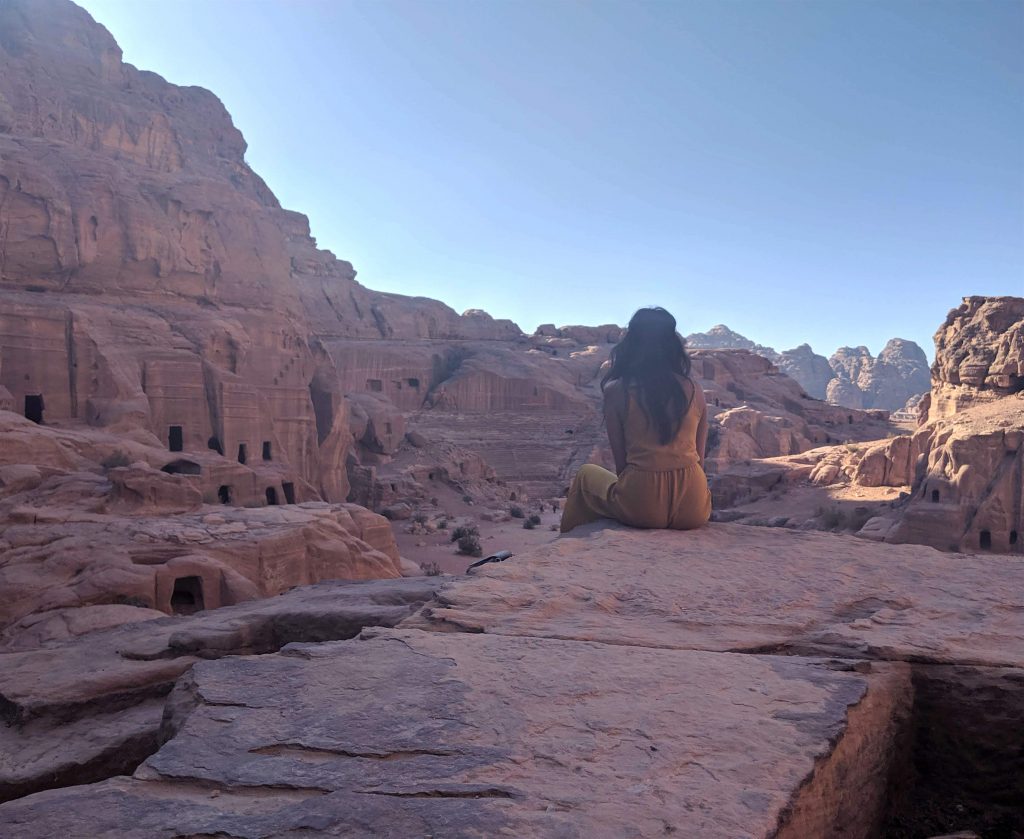 Woman sat at the Petra site